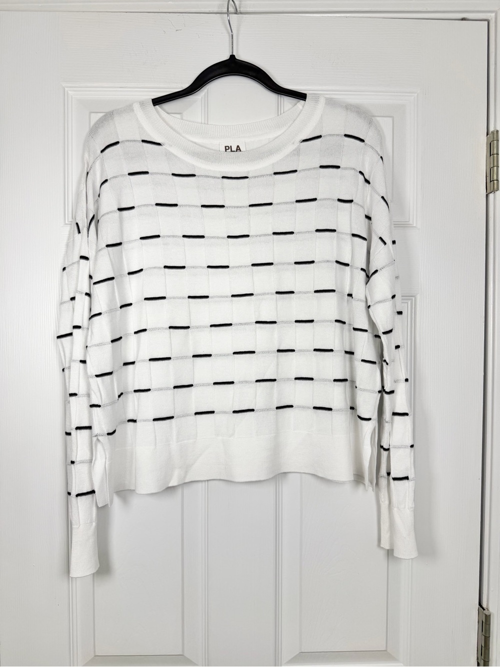 Planet by Lauren G Sweater OS White Black Cotton Oversized.
